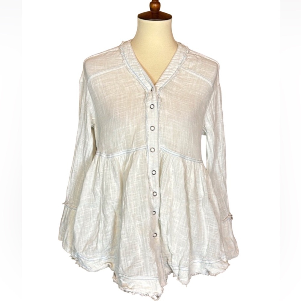 We the Free / Free People pale blue Miles Away gauze blouse Size XS